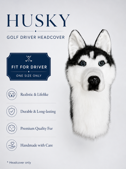 Siberian Husky Golf Head Cover | Plush Dog Driver Cover | Custom Color Option