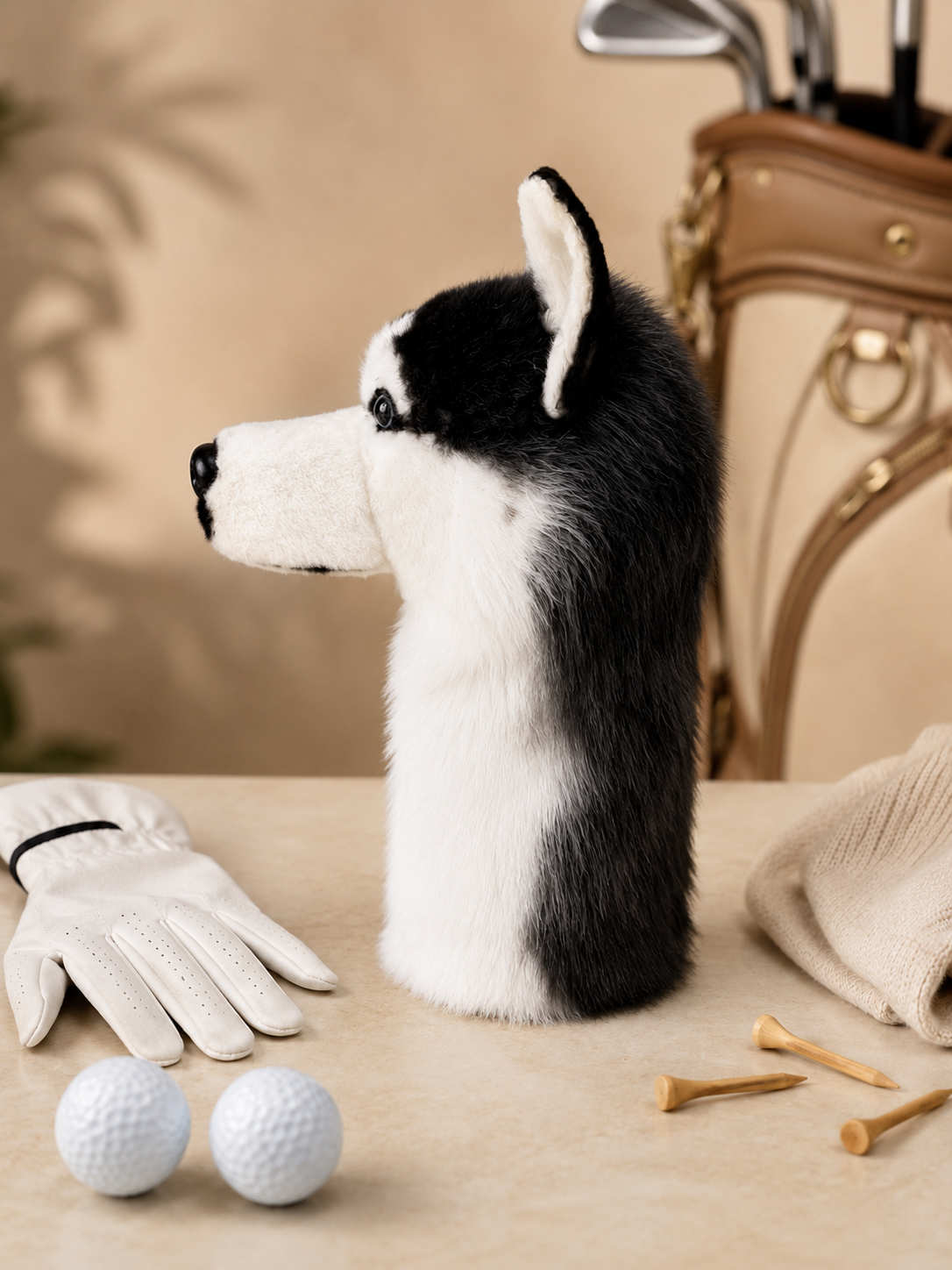 Siberian Husky Golf Head Cover | Plush Dog Driver Cover | Custom Color Option