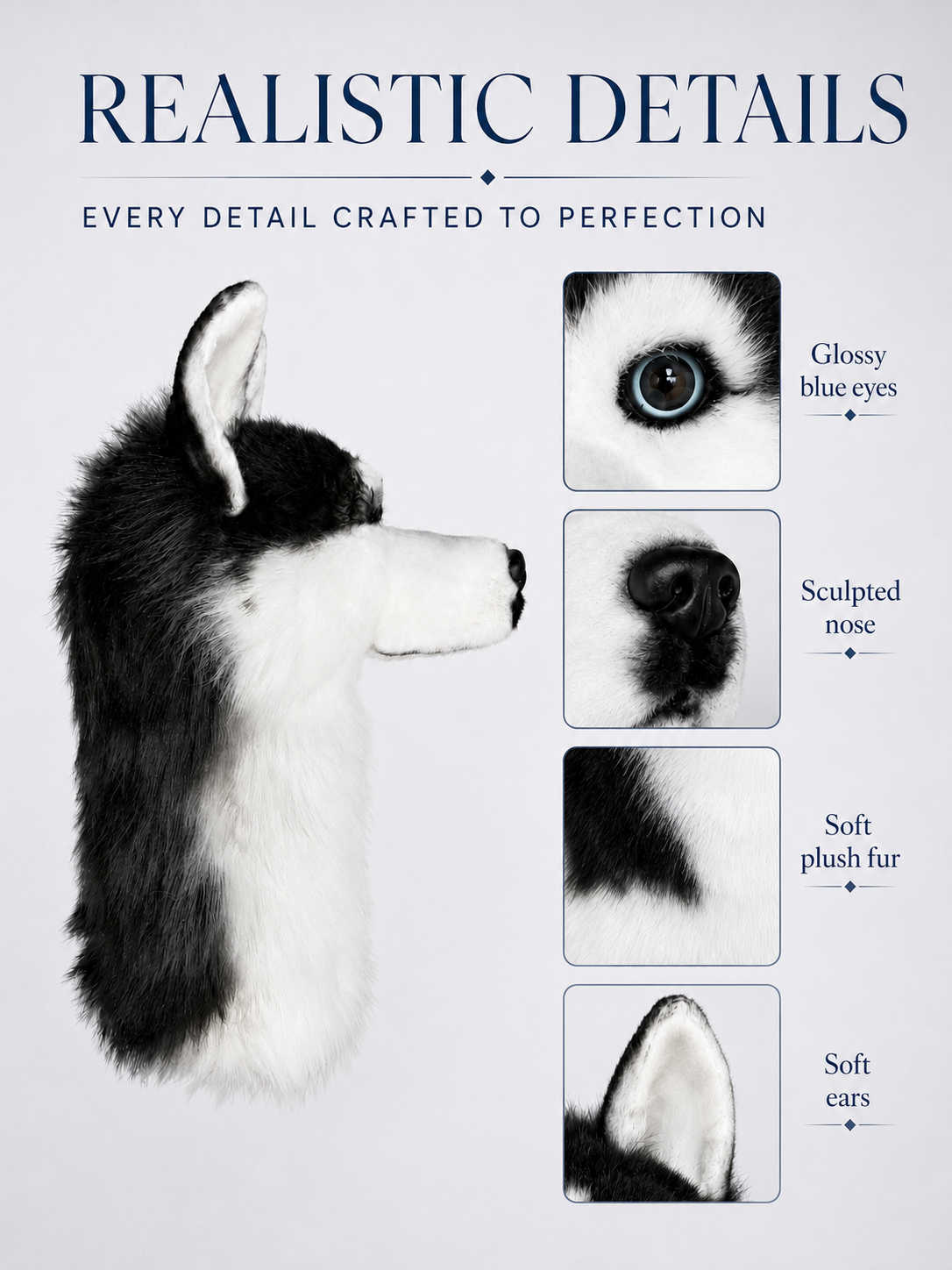 Siberian Husky Golf Head Cover | Plush Dog Driver Cover | Custom Color Option