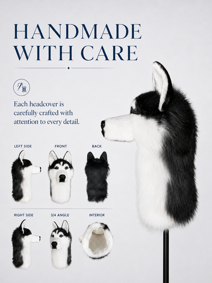 Siberian Husky Golf Head Cover | Plush Dog Driver Cover | Custom Color Option