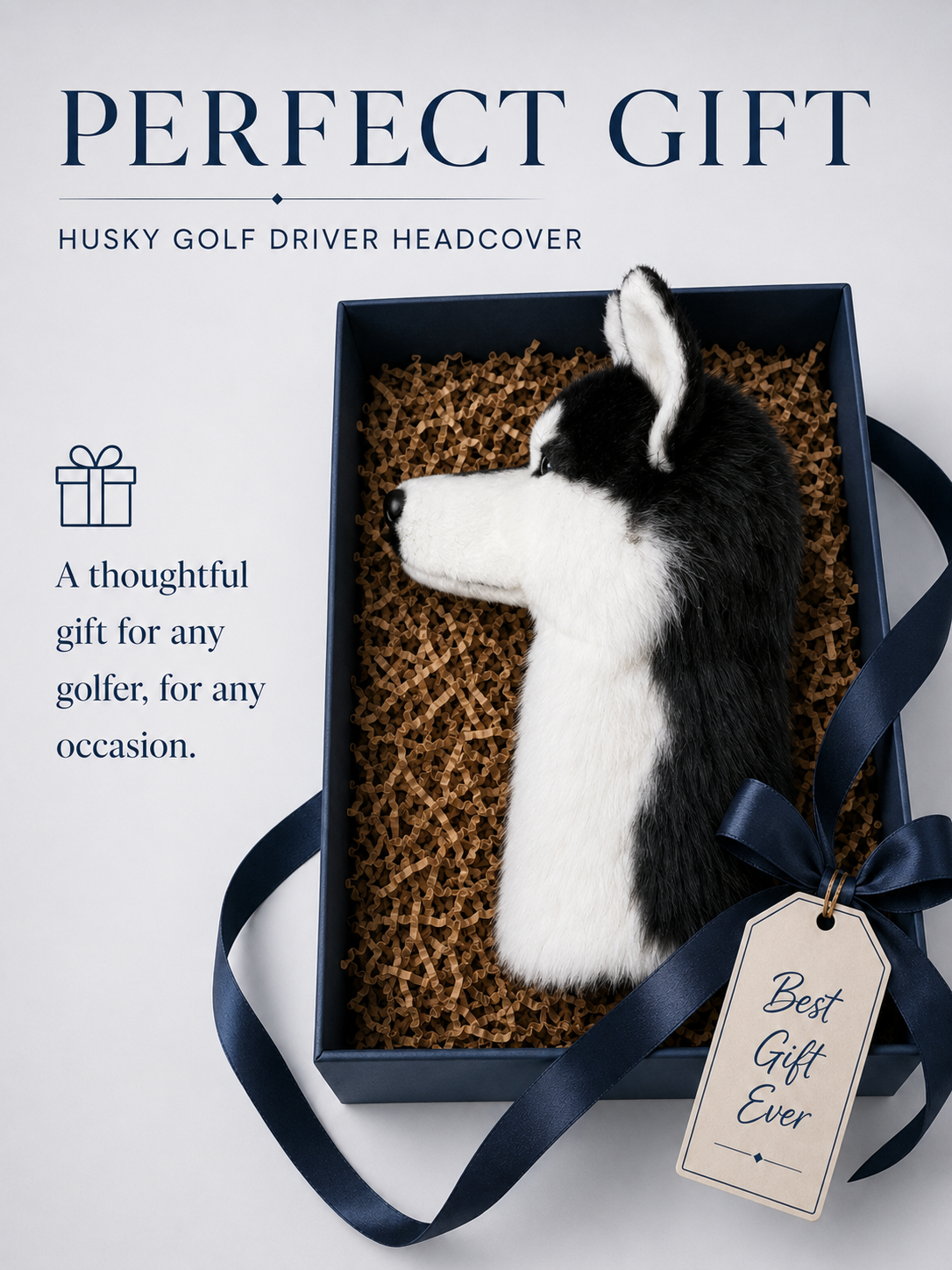 Siberian Husky Golf Head Cover | Plush Dog Driver Cover | Custom Color Option