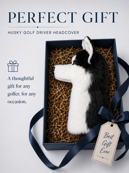 Siberian Husky Golf Head Cover | Plush Dog Driver Cover | Custom Color Option