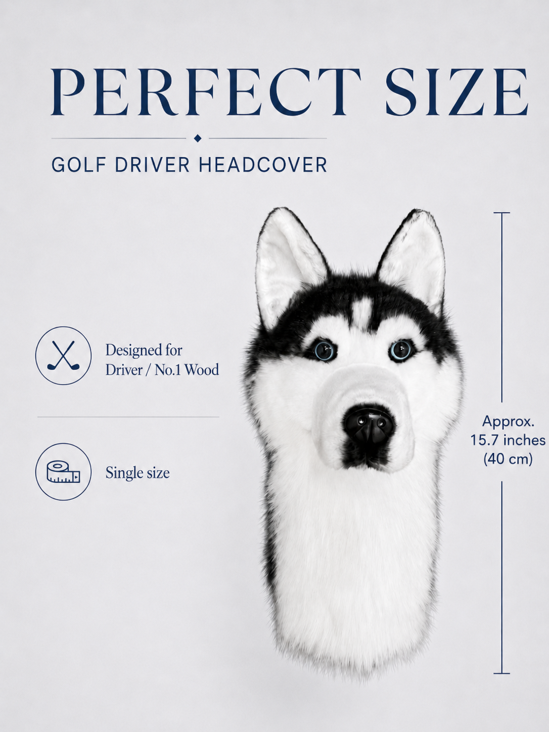 Siberian Husky Golf Head Cover | Plush Dog Driver Cover | Custom Color Option