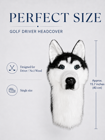 Siberian Husky Golf Head Cover | Plush Dog Driver Cover | Custom Color Option