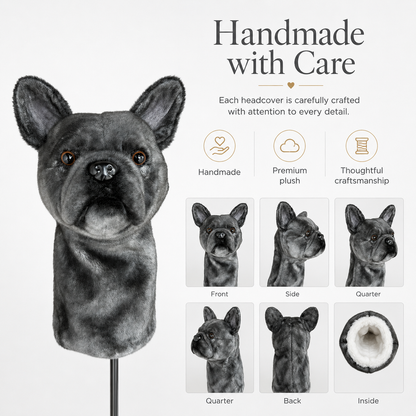 French Bulldog Golf Driver Headcover, Plush Dog Club Cover for No.1 Wood