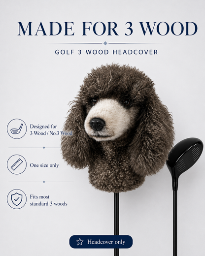 Gray Poodle Golf Driver Headcover, Plush Dog Club Cover for No.1 Wood