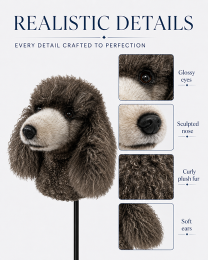 Gray Poodle Golf Driver Headcover, Plush Dog Club Cover for No.1 Wood