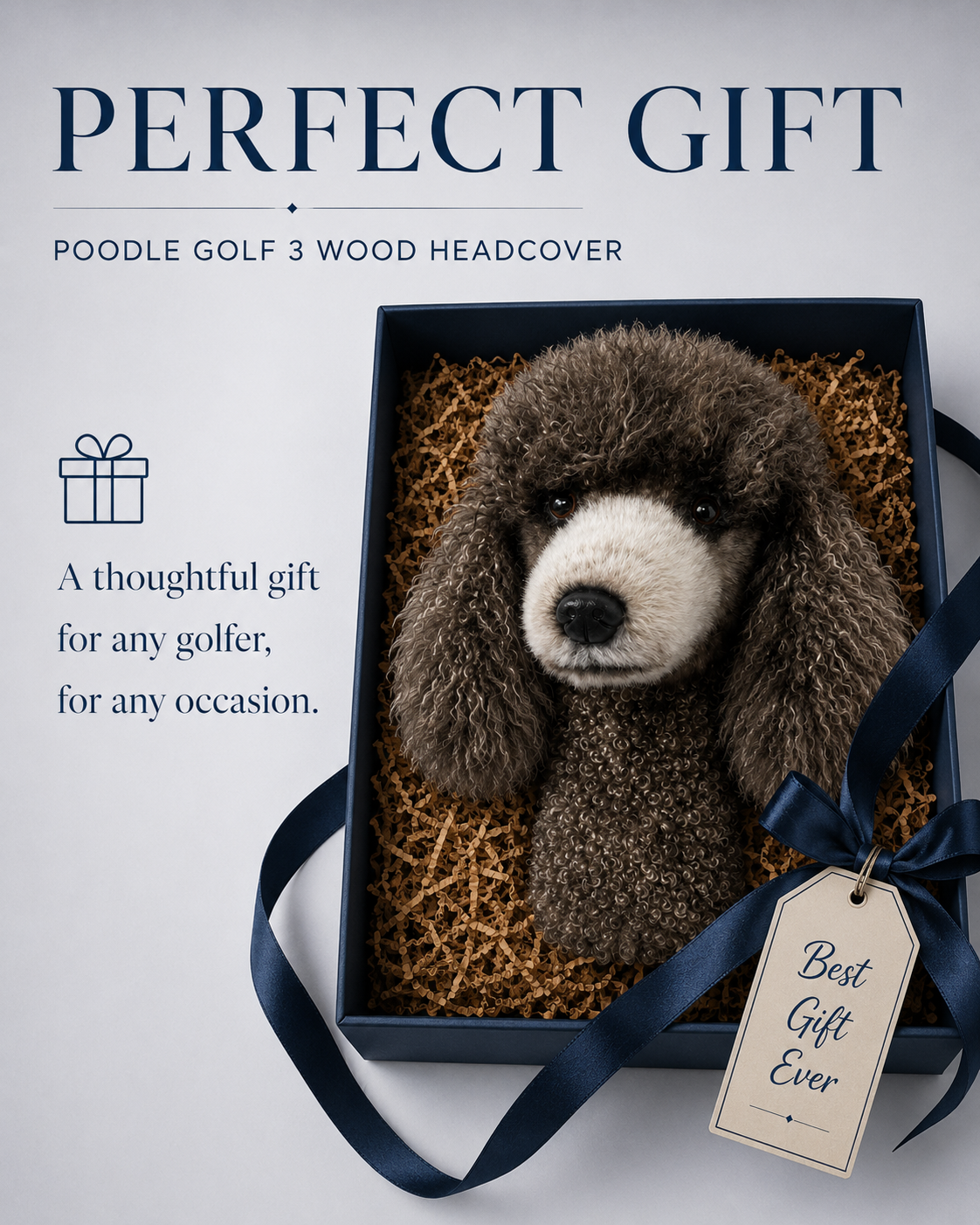 Gray Poodle Golf Driver Headcover, Plush Dog Club Cover for No.1 Wood