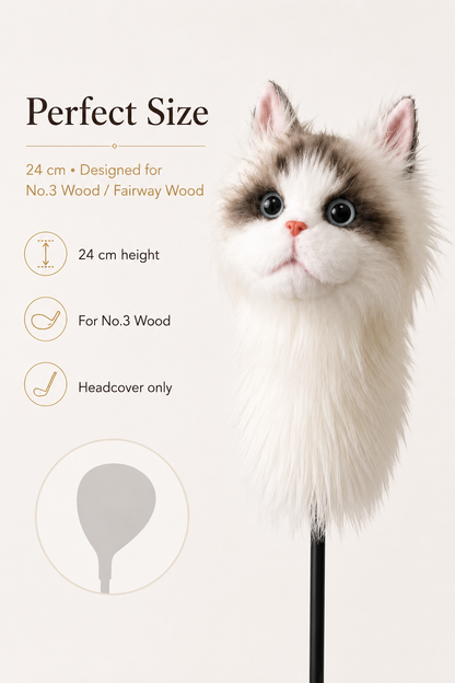 Ragdoll Cat Golf Head Cover | Realistic Plush Driver Cover | Custom Color Option