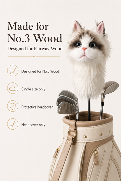 Ragdoll Cat Golf Head Cover | Realistic Plush Driver Cover | Custom Color Option