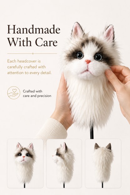 Ragdoll Cat Golf Head Cover | Realistic Plush Driver Cover | Custom Color Option