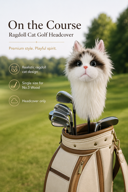 Ragdoll Cat Golf Head Cover | Realistic Plush Driver Cover | Custom Color Option