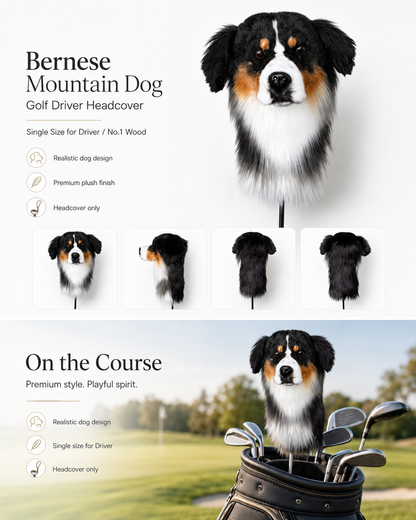 Bernese Mountain Dog Golf Head Cover | Plush Driver Club Cover | Custom Color Option
