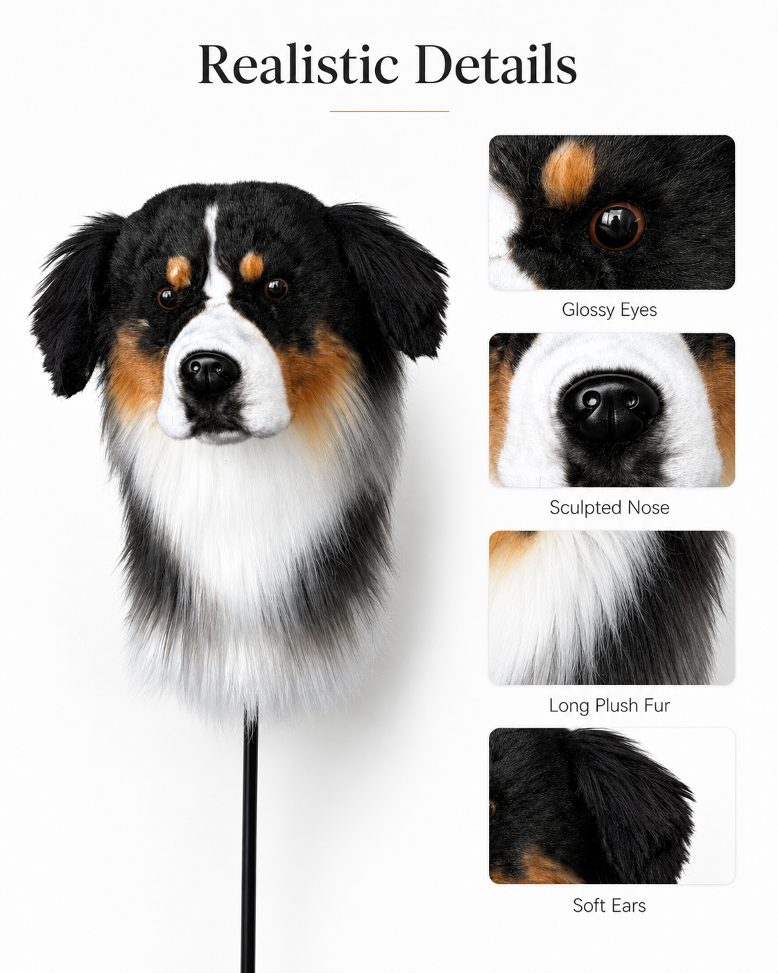 Bernese Mountain Dog Golf Head Cover | Plush Driver Club Cover | Custom Color Option