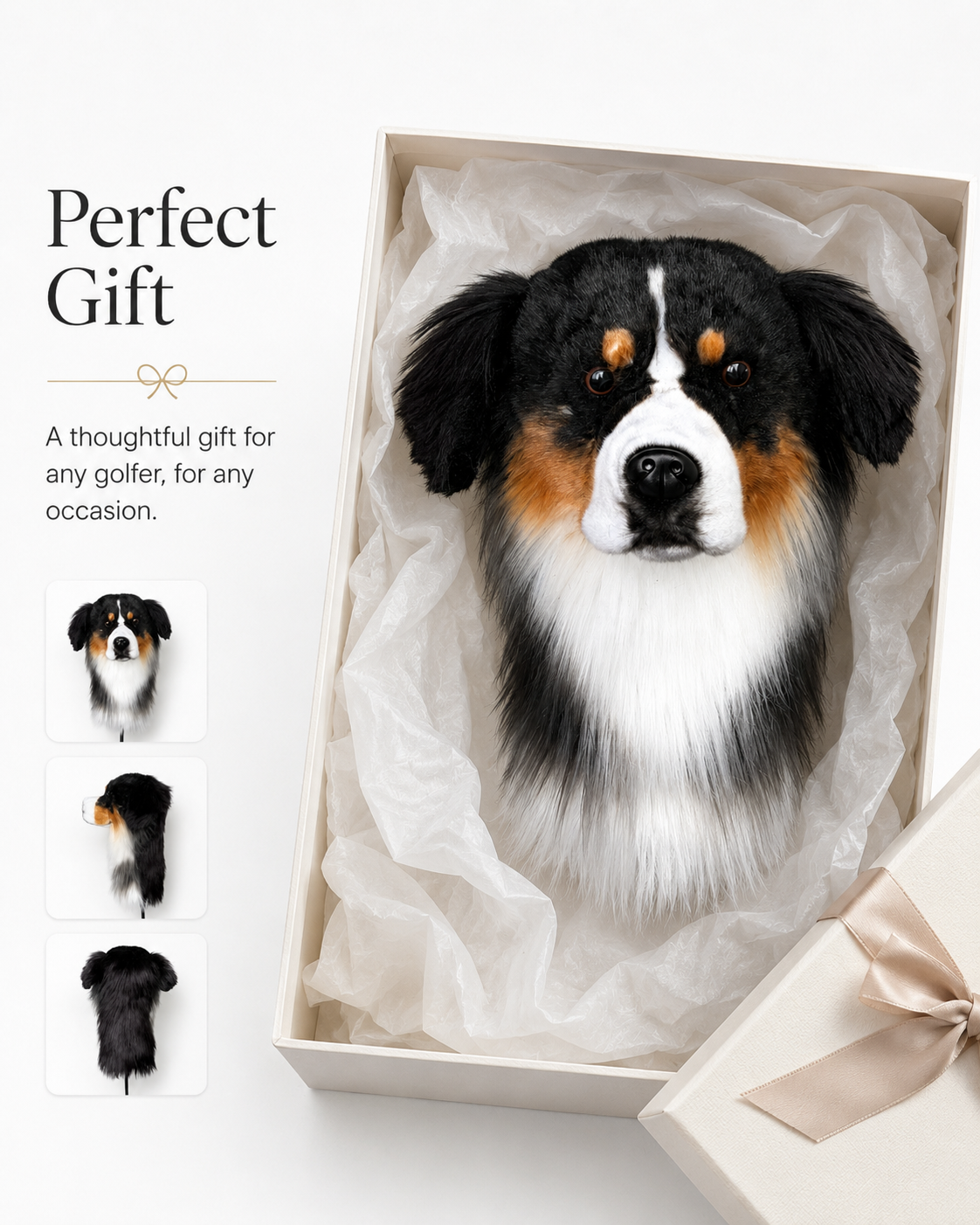 Bernese Mountain Dog Golf Head Cover | Plush Driver Club Cover | Custom Color Option