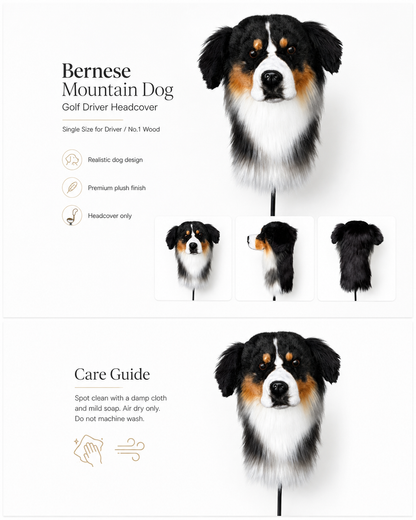 Bernese Mountain Dog Golf Head Cover | Plush Driver Club Cover | Custom Color Option