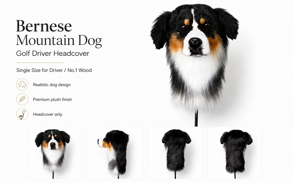 Bernese Mountain Dog Golf Head Cover | Plush Driver Club Cover | Custom Color Option