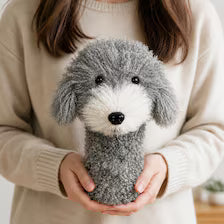 Gray Poodle Golf Driver Head Cover | Realistic Faux Fur Dog Club Cover