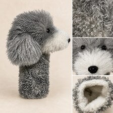 Gray Poodle Golf Driver Head Cover | Realistic Faux Fur Dog Club Cover
