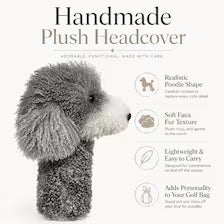 Gray Poodle Golf Driver Head Cover | Realistic Faux Fur Dog Club Cover