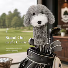Gray Poodle Golf Driver Head Cover | Realistic Faux Fur Dog Club Cover