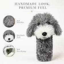 Gray Poodle Golf Driver Head Cover | Realistic Faux Fur Dog Club Cover