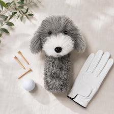 Gray Poodle Golf Driver Head Cover | Realistic Faux Fur Dog Club Cover