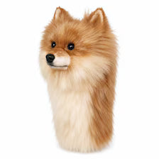 Handmade Pomeranian Golf Headcover | Plush Dog Driver Cover (Tan/Cream)