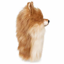 Handmade Pomeranian Golf Headcover | Plush Dog Driver Cover (Tan/Cream)