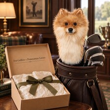 Handmade Pomeranian Golf Headcover | Plush Dog Driver Cover (Tan/Cream)