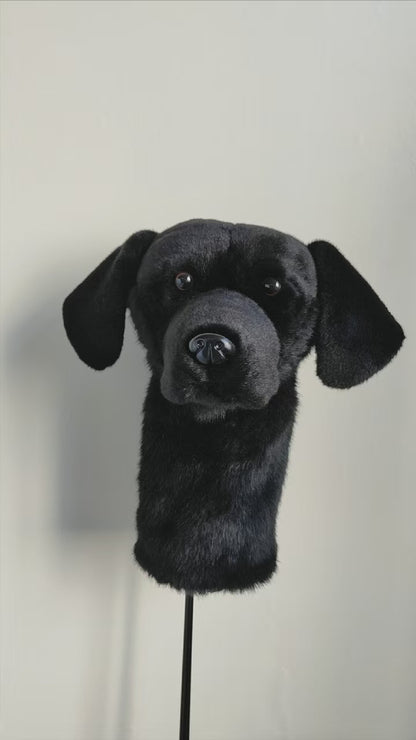 Black Labrador Retriever Golf Headcover | Plush Driver Cover (Handmade)